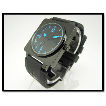 High Quality Men′s Business Silicone Band Trap Black Quartz Watch Silicone Watch Strap